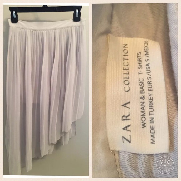 Zara Silk Pleated Asymmetrical Skirt - Picture 1 of 3